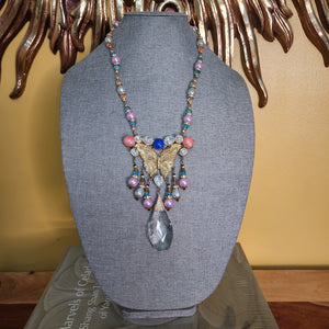 Statement Butterfly Deco Czech Multicolor Crystal Glass Stone Necklace