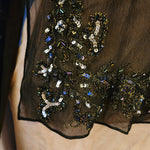 72" Vintage Lord and Taylor Black Silk Sequence Scarf