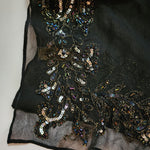 72" Vintage Lord and Taylor Black Silk Sequence Scarf