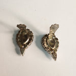 Ice Blue Glass Faux Topaz Tear Drop Clip On Rhinestones Vintage Earrings