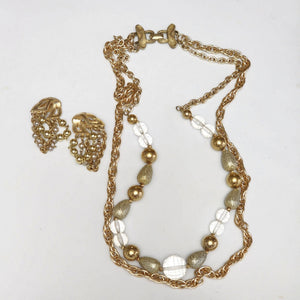 Coro Multi-strand Beaded Gold Tone Prince Dangle Earrings