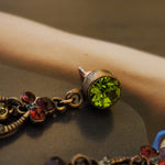 Gorgeous Multicolor Victorian Style Glass Crystal Stones Romantic Chandelier Antique Brush Gold Earrings, Pierced Earrings