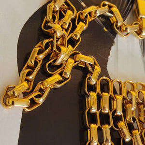 Gorgeous Gold Tone Droplet Necklace, Chainmail Necklace, Waterfall Necklace