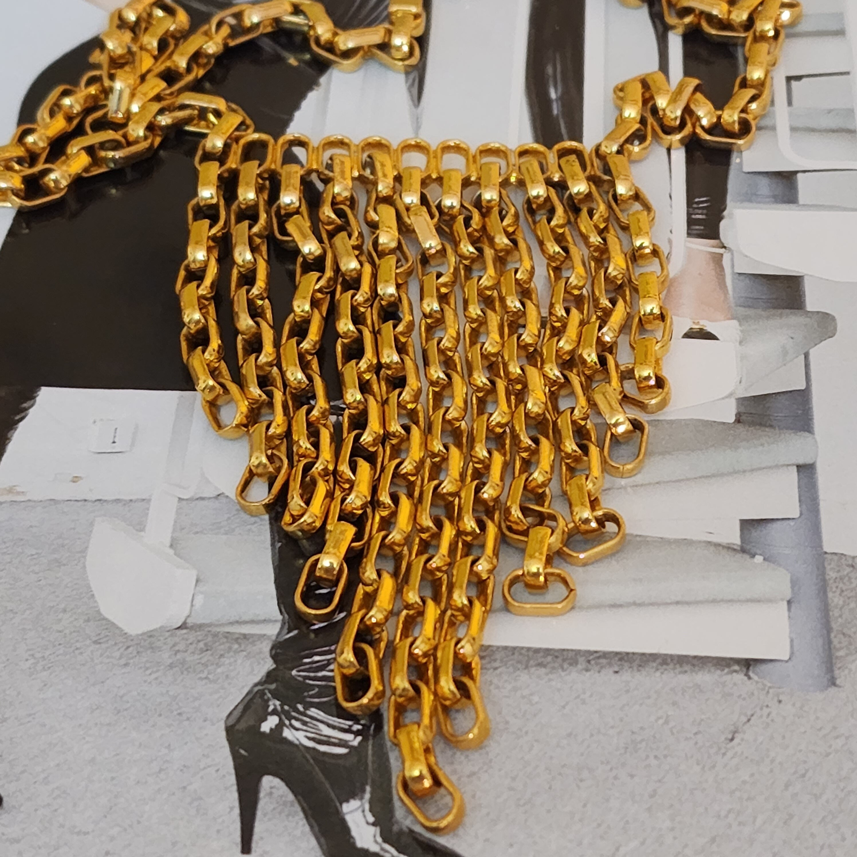 Gorgeous Gold Tone Droplet Necklace, Chainmail Necklace, Waterfall Necklace