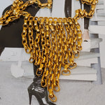 Gorgeous Gold Tone Droplet Necklace, Chainmail Necklace, Waterfall Necklace
