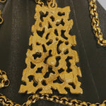 Gorgeous 42" TRIFARI Double Strand Rolo Chain Gold Pearl Pendant Necklace, Runway, Couture