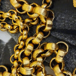 Gorgeous 42" TRIFARI Double Strand Rolo Chain Gold Pearl Pendant Necklace, Runway, Couture