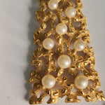 Gorgeous 42" TRIFARI Double Strand Rolo Chain Gold Pearl Pendant Necklace, Runway, Couture