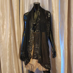 72" Vintage Lord and Taylor Black Silk Sequence Scarf