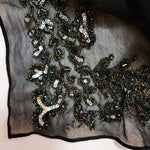 72" Vintage Lord and Taylor Black Silk Sequence Scarf