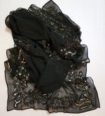 72" Vintage Lord and Taylor Black Silk Sequence Scarf