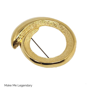 Bold Modern Gold Tone Circle Vintage Brooch Pin