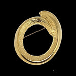 Bold Modern Gold Tone Circle Vintage Brooch Pin