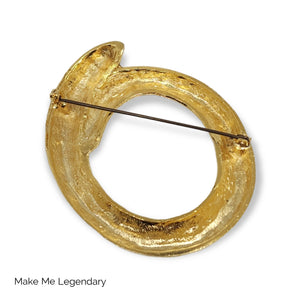 Bold Modern Gold Tone Circle Vintage Brooch Pin