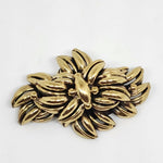 Sodini Bijoux Gold Tone Domed Leaf Brooch