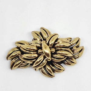 Sodini Bijoux Gold Tone Domed Leaf Brooch