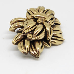 Sodini Bijoux Gold Tone Domed Leaf Brooch