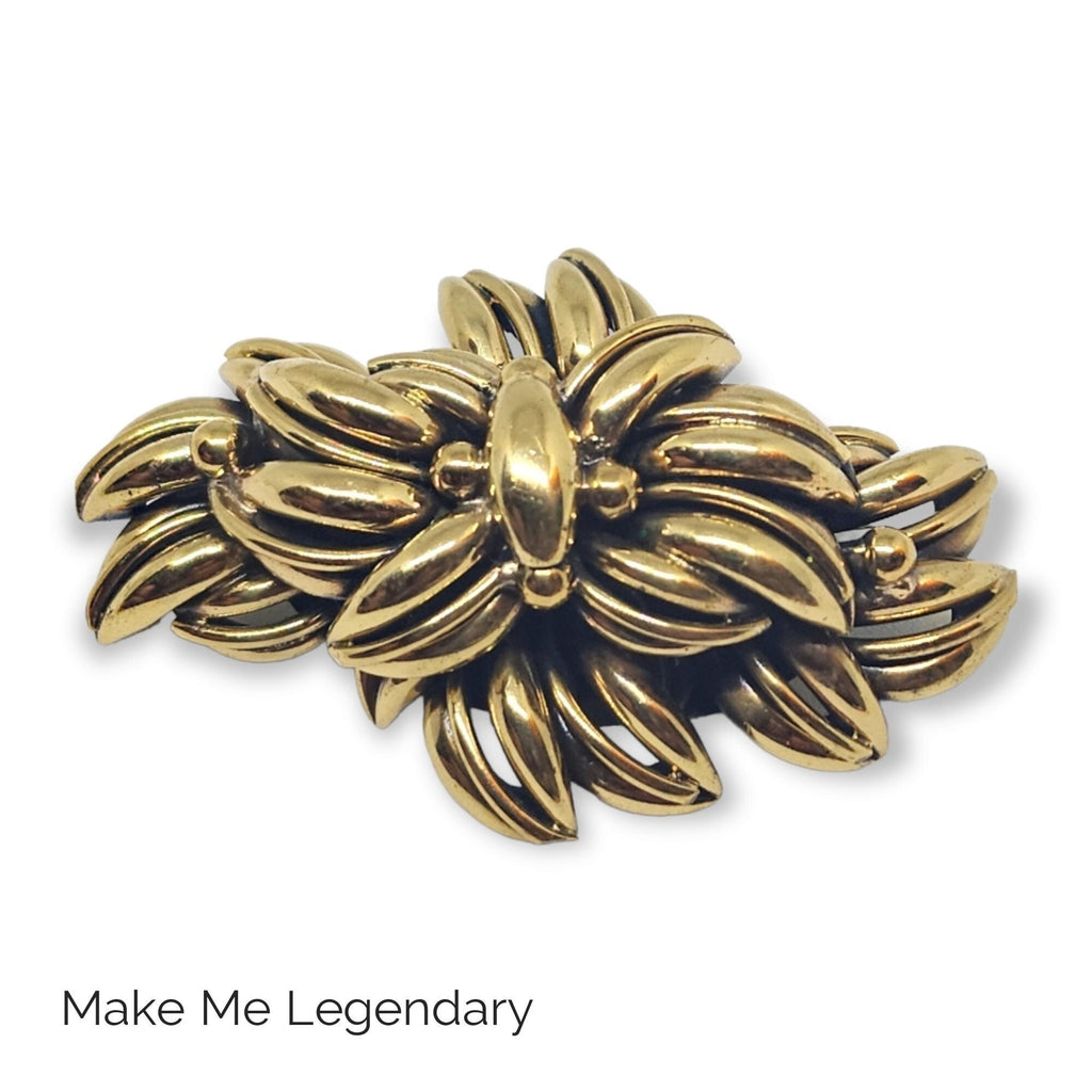 Sodini Bijoux Gold Tone Domed Leaf Brooch