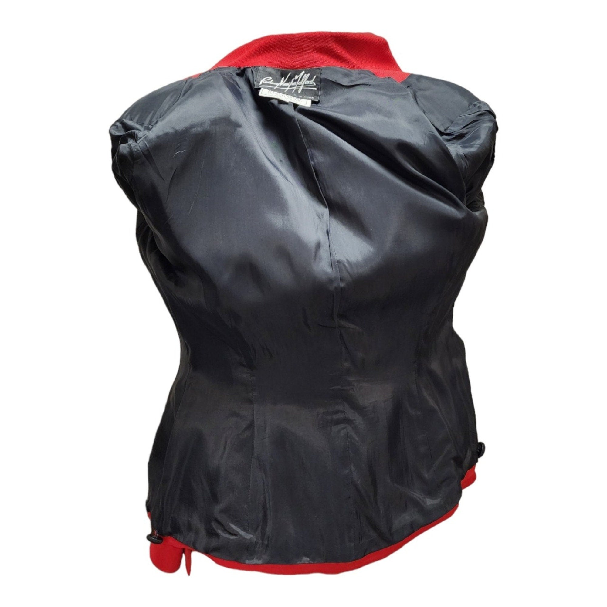 Rodney Vaghn Telford Red Vintage Blazer Black Piping Exclusively for Bergdorf Goodman, 90s Blazer