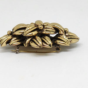 Sodini Bijoux Gold Tone Domed Leaf Brooch