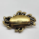 Sodini Bijoux Gold Tone Domed Leaf Brooch