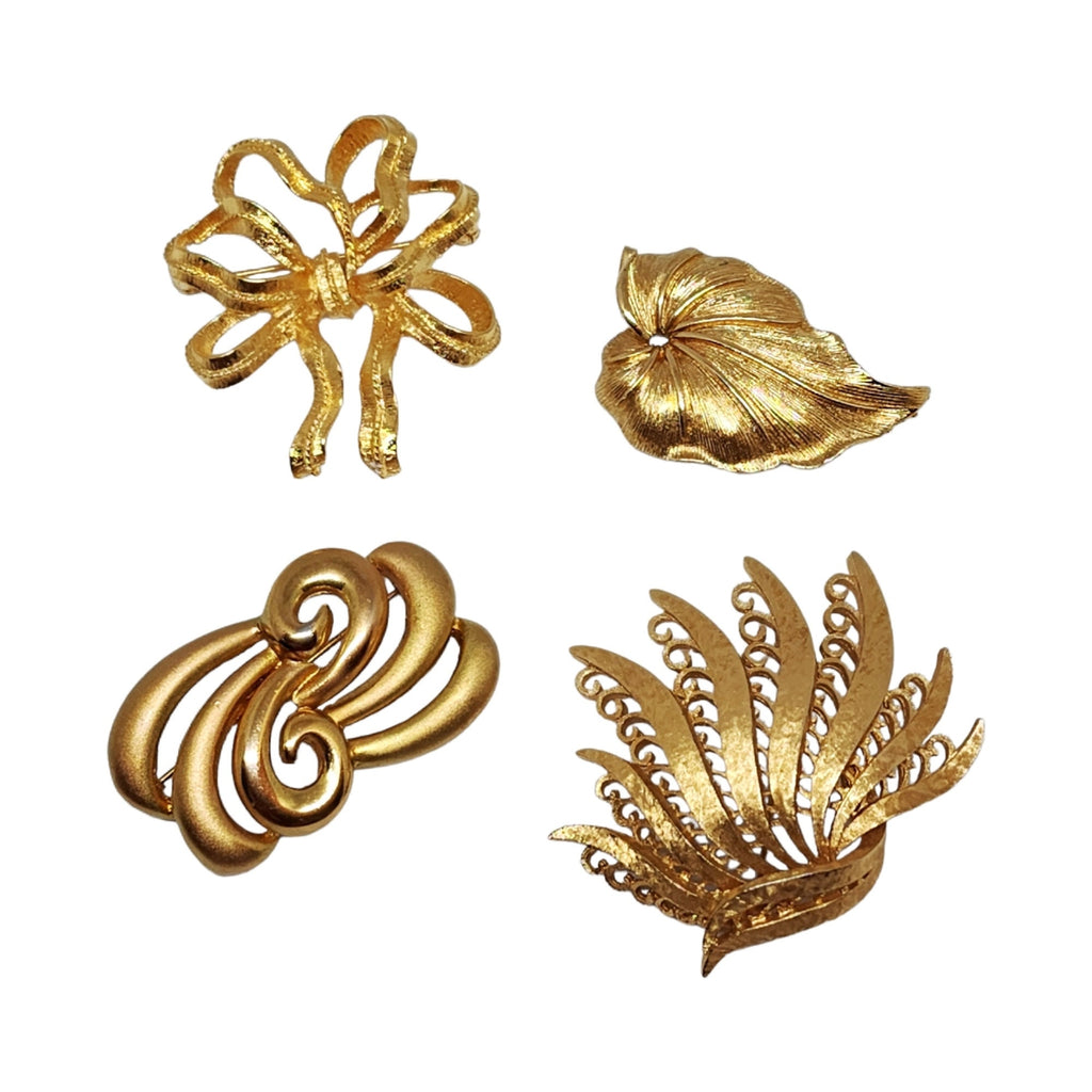 4 Monet Gold Plated Vintage Brooches