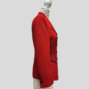 Rodney Vaghn Telford Red Vintage Blazer Black Piping Exclusively for Bergdorf Goodman, 90s Blazer