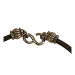 Linda Levinson Etruscan Silver Tone Leather Strap Necklace and Clip-On Earrings