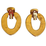 French Moghul Glass Gold Plated Doorknockers Vintage Earrings, 80s Earrings