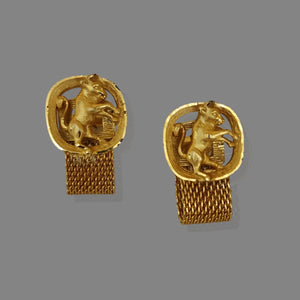 Swank Taurus Horoscope Gold Plated Mesh Cufflinks, Bull Cuff Links