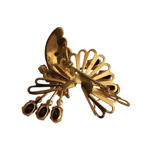 Aquamarine Clear Crystals Vintage Brooch Gold Plated 1/20 12K