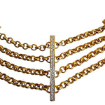 ERWIN PEARL Four Strand Web Gold Plated Pave Rhinestone Vintage Rolo Link Necklace