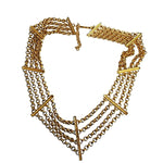 ERWIN PEARL Four Strand Web Gold Plated Pave Rhinestone Vintage Rolo Link Necklace