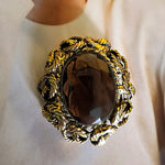 Original by Roberts Large Topaz Glass Rhinestone Brooch