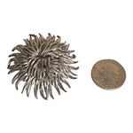 Brutalist Floral Spiked Domed Silver Tone Vintage Brooch