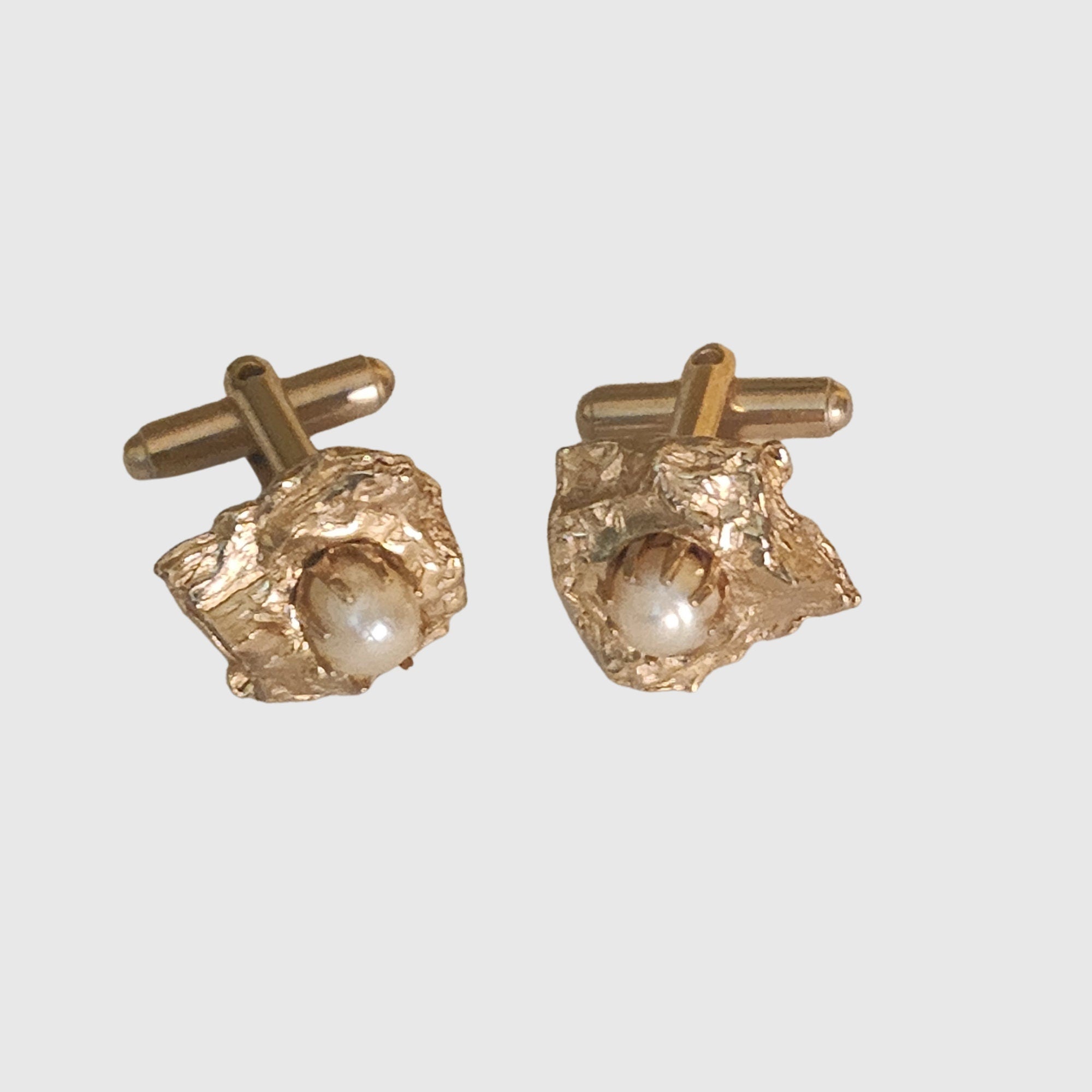 Pearl Nugget Gold Plated Vintage Cufflinks