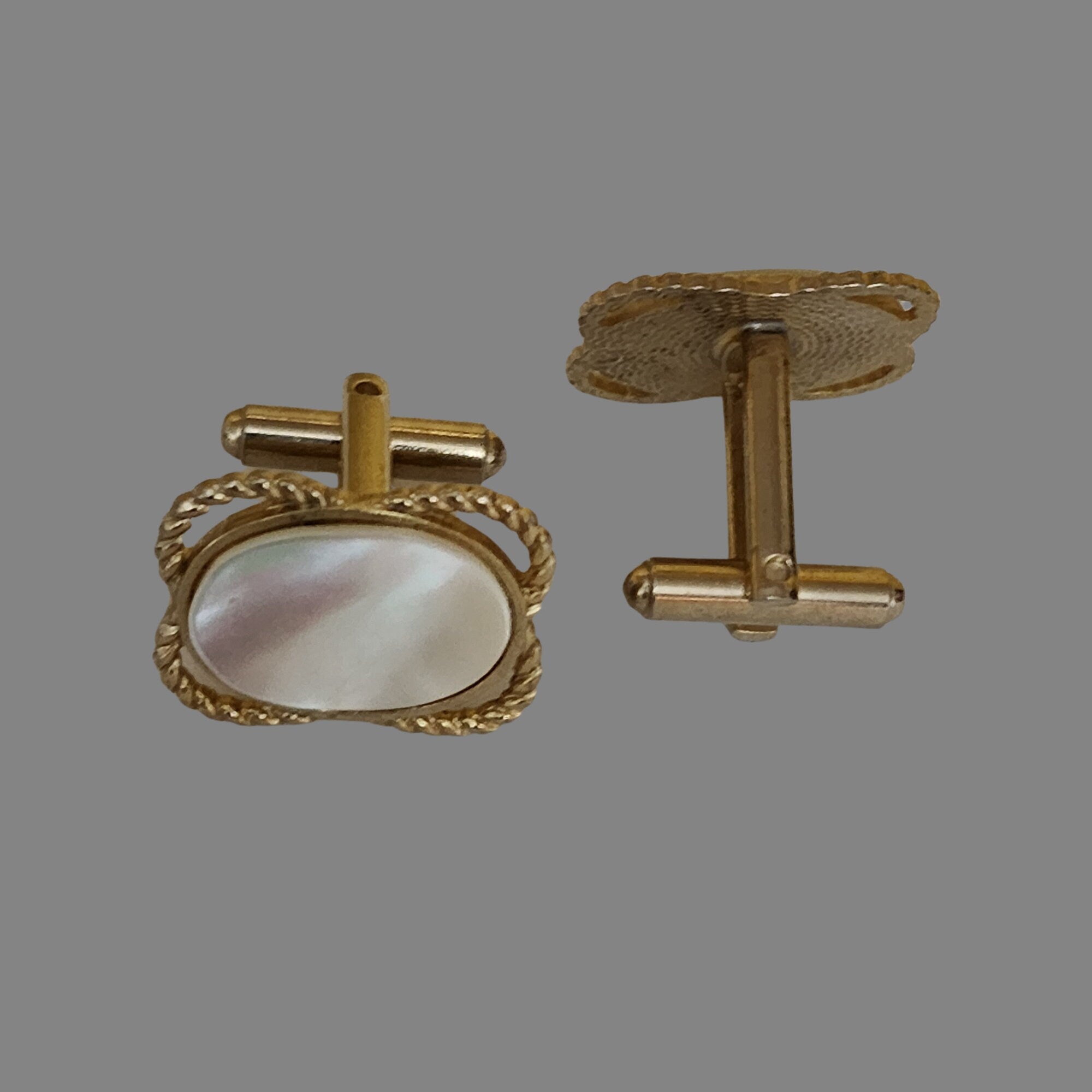 Mother Of Pearl Gold Plated Vintage Cufflinks, MOP Cufflinks