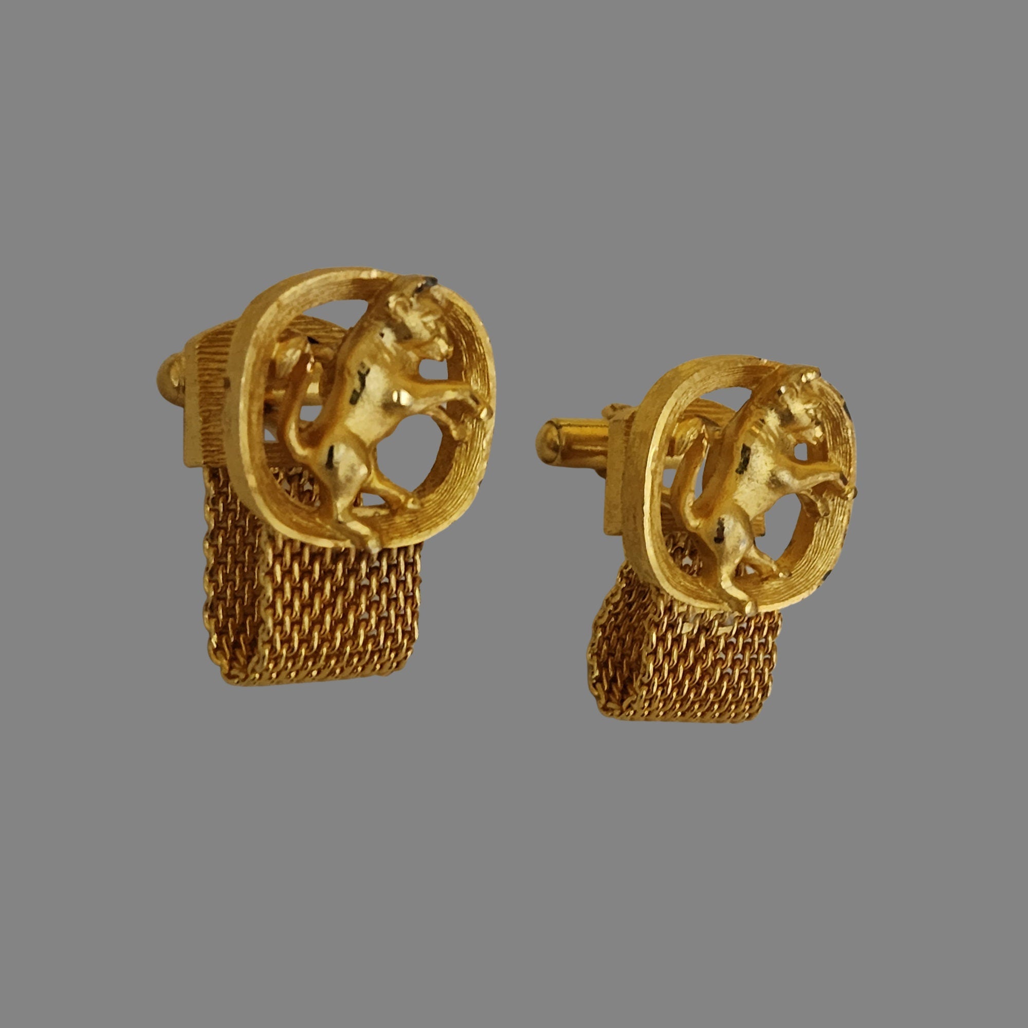 Swank Taurus Horoscope Gold Plated Mesh Cufflinks, Bull Cuff Links