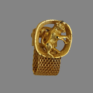 Swank Taurus Horoscope Gold Plated Mesh Cufflinks, Bull Cuff Links