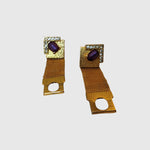 Amethyst Diamante' Gold Plated Mesh Vintage Cufflinks