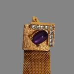 Amethyst Diamante' Gold Plated Mesh Vintage Cufflinks