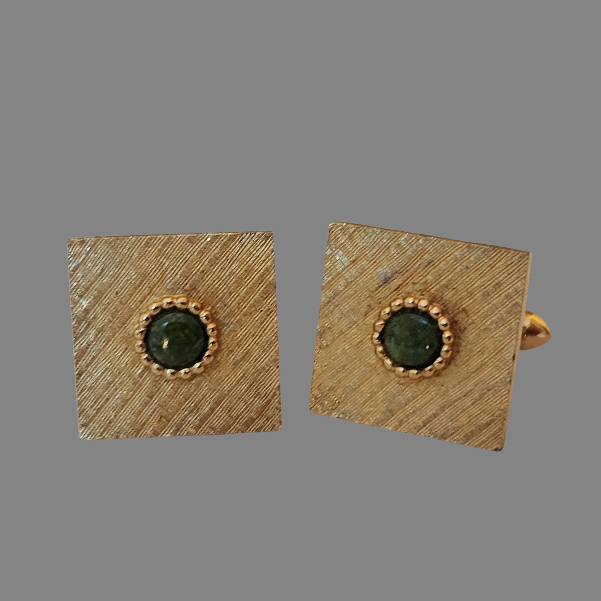 SWANK Jadeite Gold Plated Vintage Cufflinks