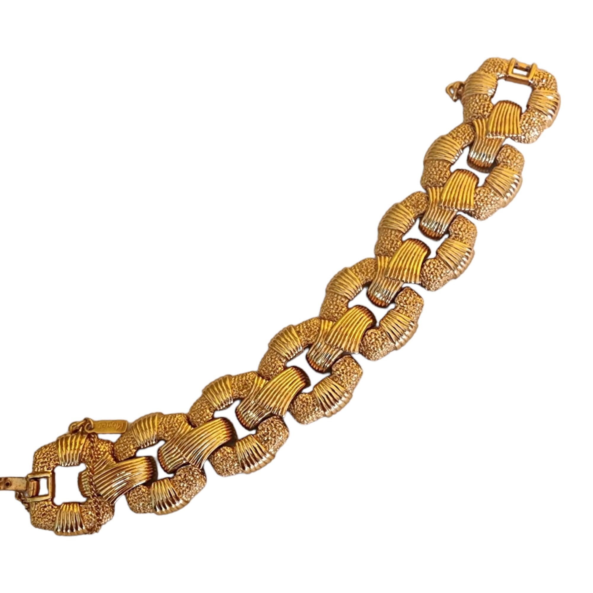 MONET Chunky Byzantine Statement Gold Plate Link Bracelet