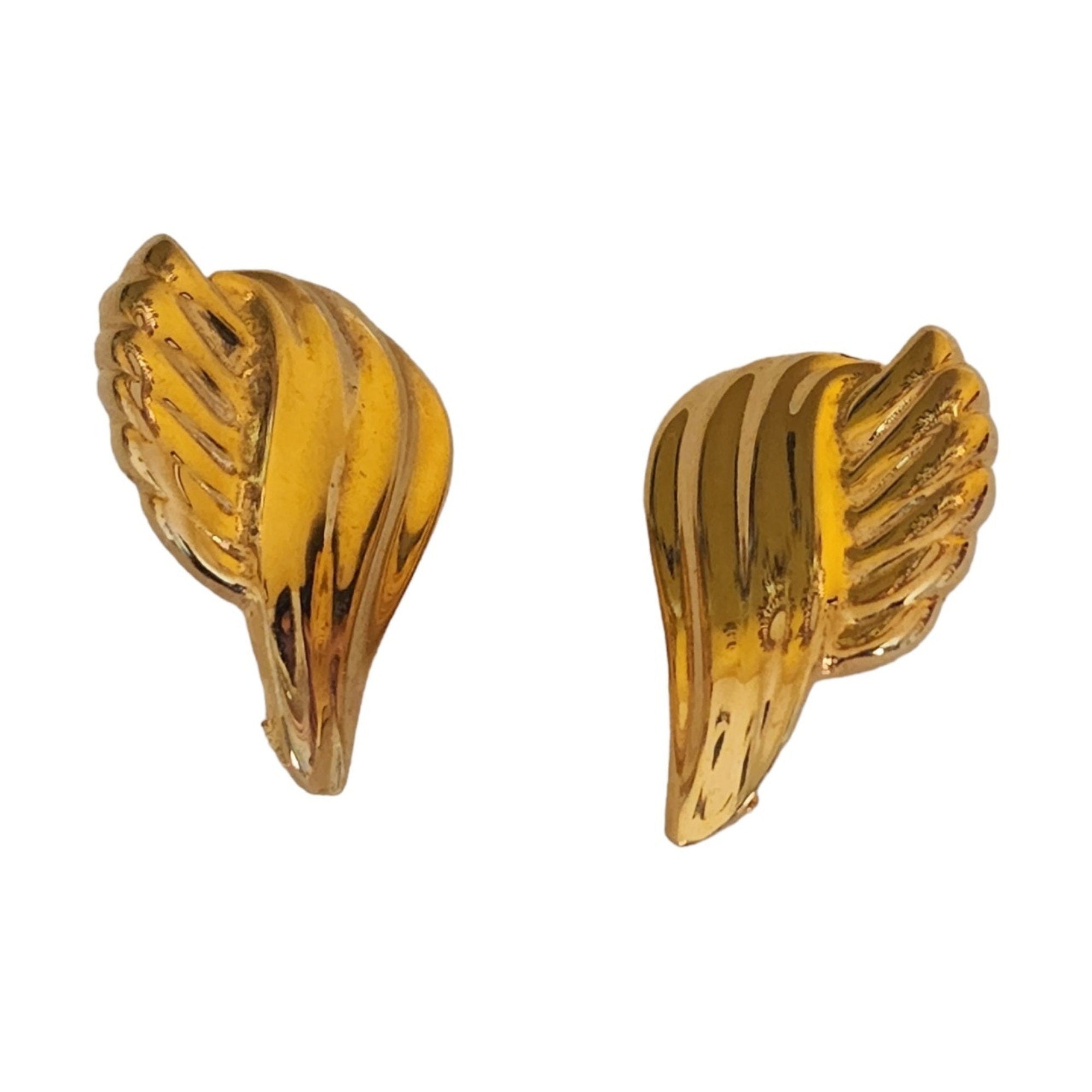 Wing Gold Plated Vintage Clip On Earrings