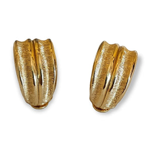 Designer Hoop Gold Plated Runway Clip On Vintage Earrings