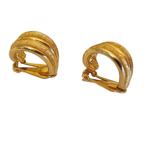 Designer Hoop Gold Plated Runway Clip On Vintage Earrings