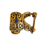 Etruscan Gold Plated Faux Pearl Cabochon Clip On Vintage Earrings