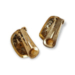 Etruscan Gold Plated Faux Pearl Cabochon Clip On Vintage Earrings