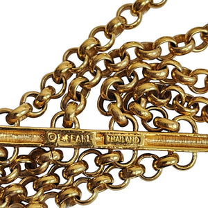 ERWIN PEARL Four Strand Web Gold Plated Pave Rhinestone Vintage Rolo Link Necklace