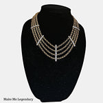 ERWIN PEARL Four Strand Web Gold Plated Pave Rhinestone Vintage Rolo Link Necklace
